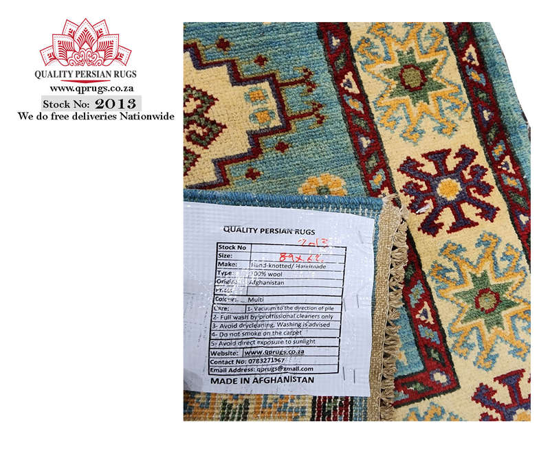 Gorgeous Afghan Handmade Kazaq Carpet 89 X 62cm
