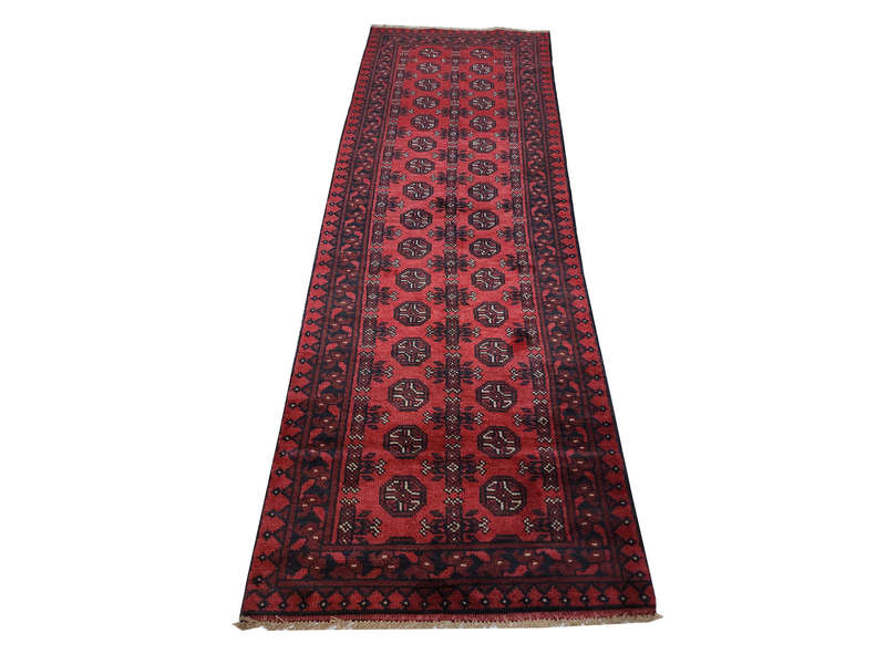 Stunning Red Afghan Carpet 282 x80 cm
