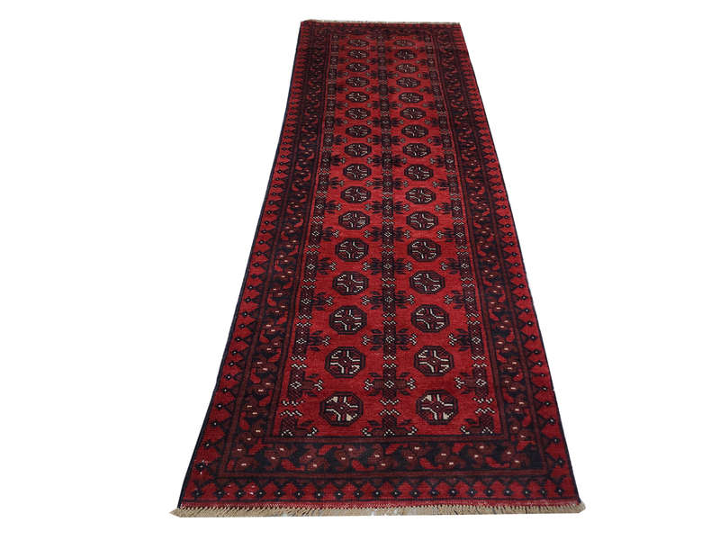 Stunning Red Afghan Carpet 282 x80 cm