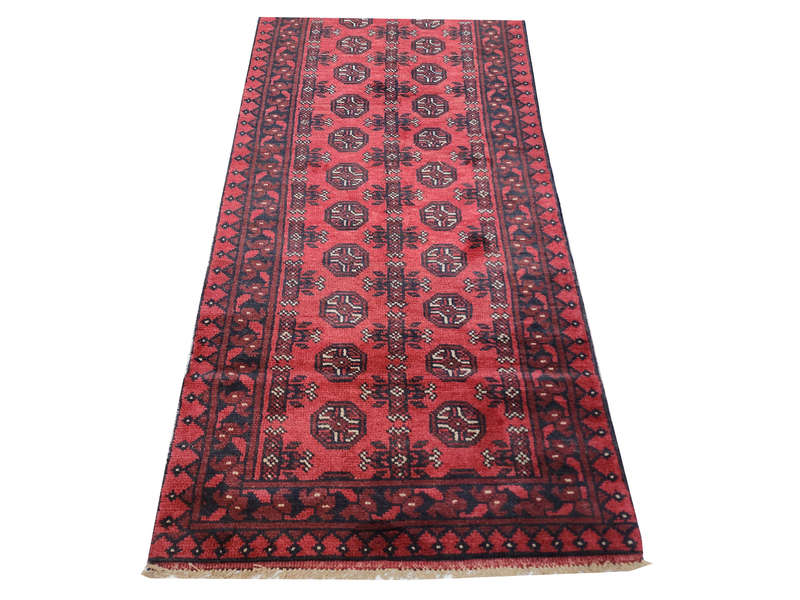 Stunning Red Afghan Carpet 282 x80 cm