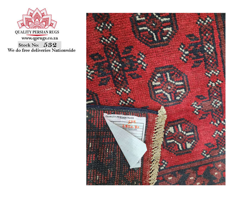 Stunning Red Afghan Carpet 282 x80 cm