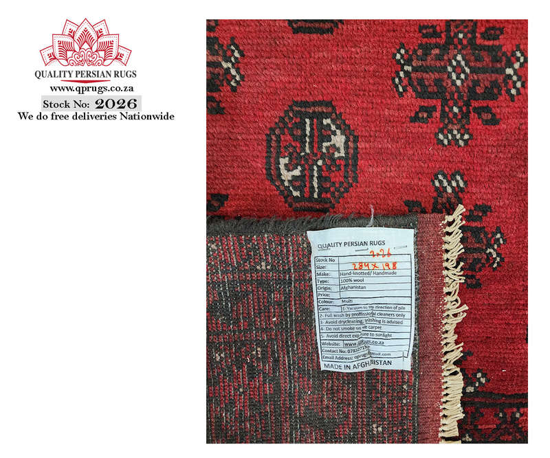 Beautiful Red Afghan Carpet 284 x 198 CM