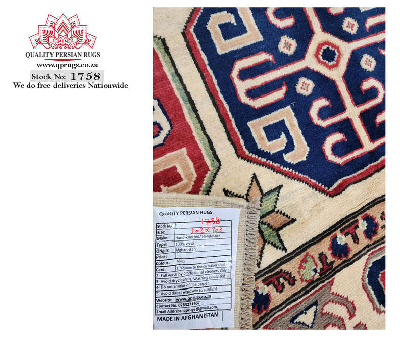 Fine Afghan Handmade Kazaq Carpet 302 x 203 cm