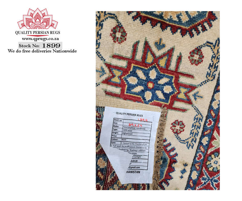 Fine Afghan Handmade Kazaq Carpet 89 x 64 cm