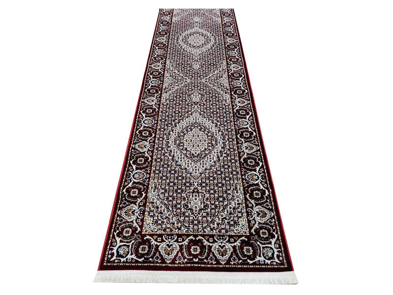 Beautiful Red Tabriz Design machine made 400x80cm