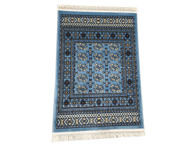 Navy Bukhara Design Machine Made Carpet 110 x 80 CM