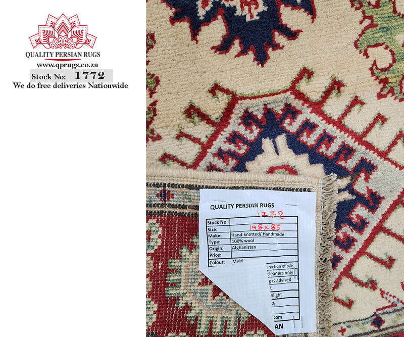 Gorgeous Afghan Handmade Kazaq Carpet 198 x 85 CM