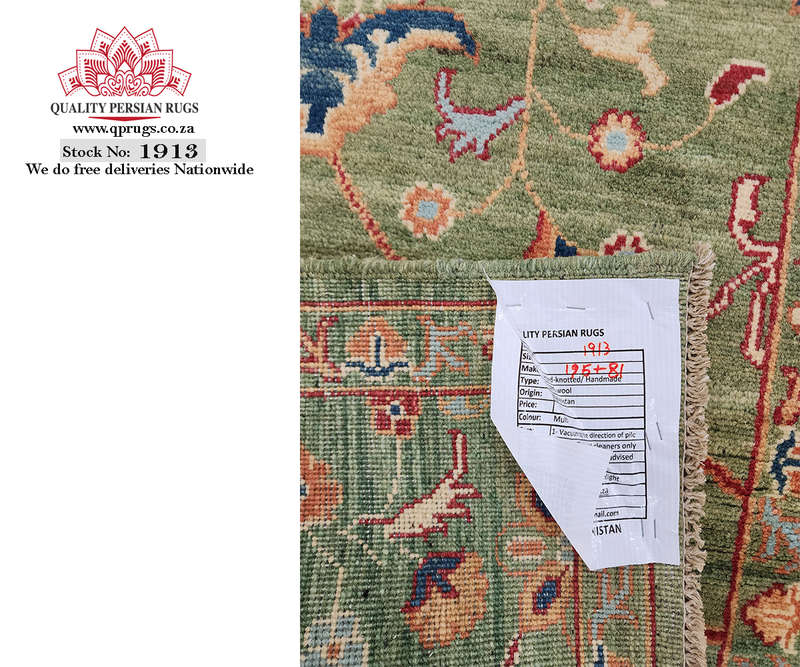 Stunning Afghan Ariana  Green Carpet 195  x 81 CM