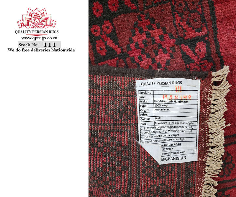 Fine Red Afghan Elephant Foot Design Carpet 193 x 149 CM