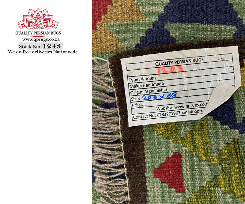 Gorgeous Afghan Maimana kilim Runner 203 x 68 CM