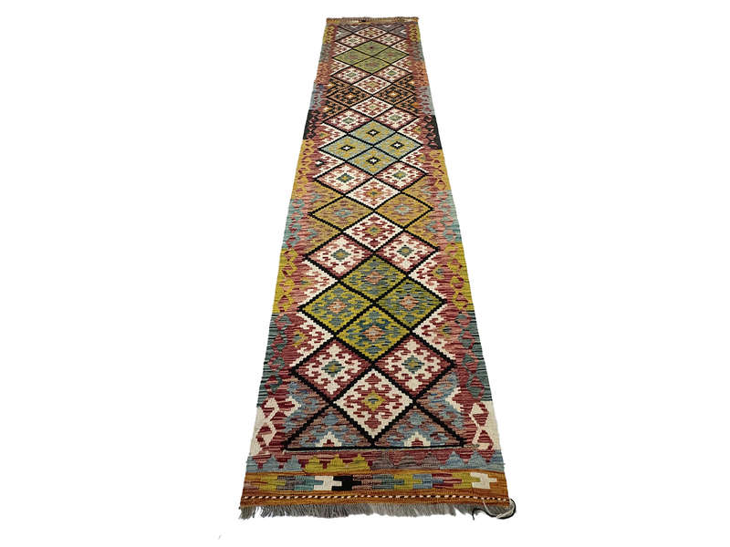 Gorgeous Afghan Choubi kilim Runner 389 x 89 CM