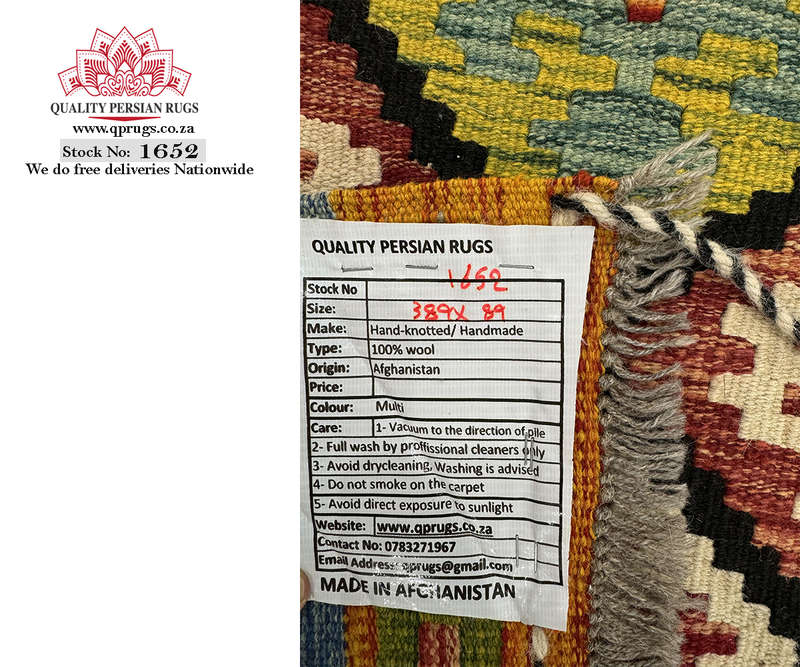 Gorgeous Afghan Choubi kilim Runner 389 x 89 CM