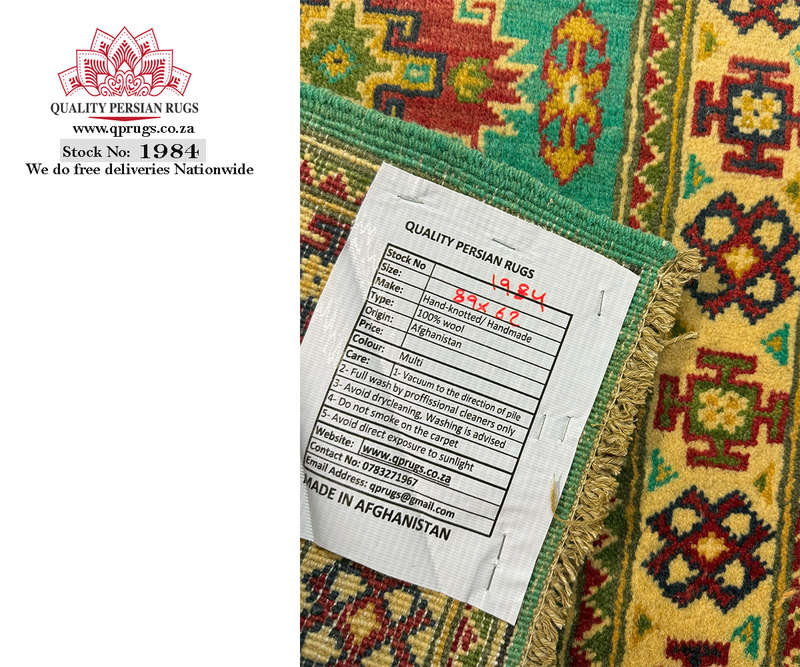 Gorgeous Afghan Handmade Kazaq Carpet 89 X 62 CM