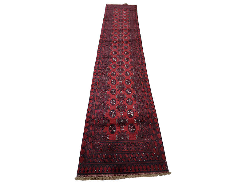 Fin Quality Red Afghan Runner 380 x 79 CM