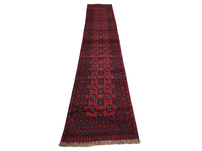 Fin Quality Red Afghan Runner 380 x 79 CM
