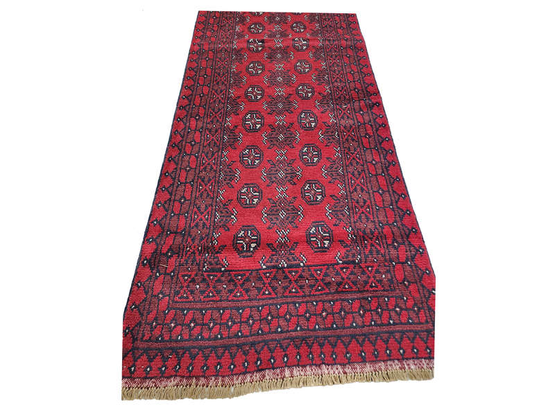 Fin Quality Red Afghan Runner 380 x 79 CM