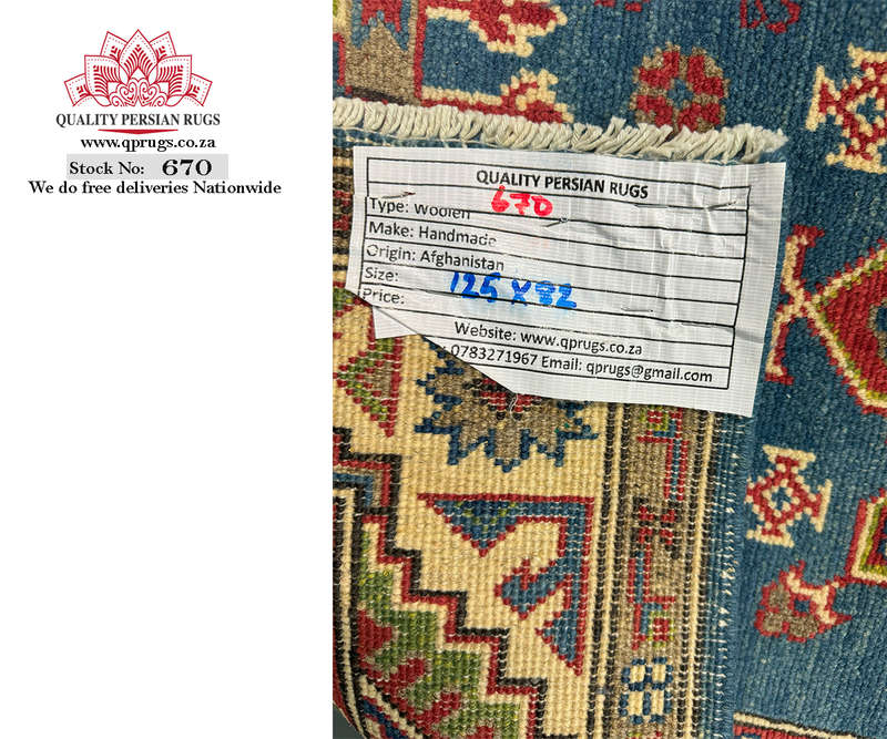 Stunning Afghan Handmade Kazaq Carpet 125 x 82 CM