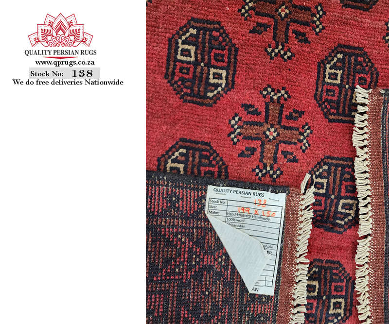 Stunning Red Afghan Handmade Carpet 199 x 150 CM