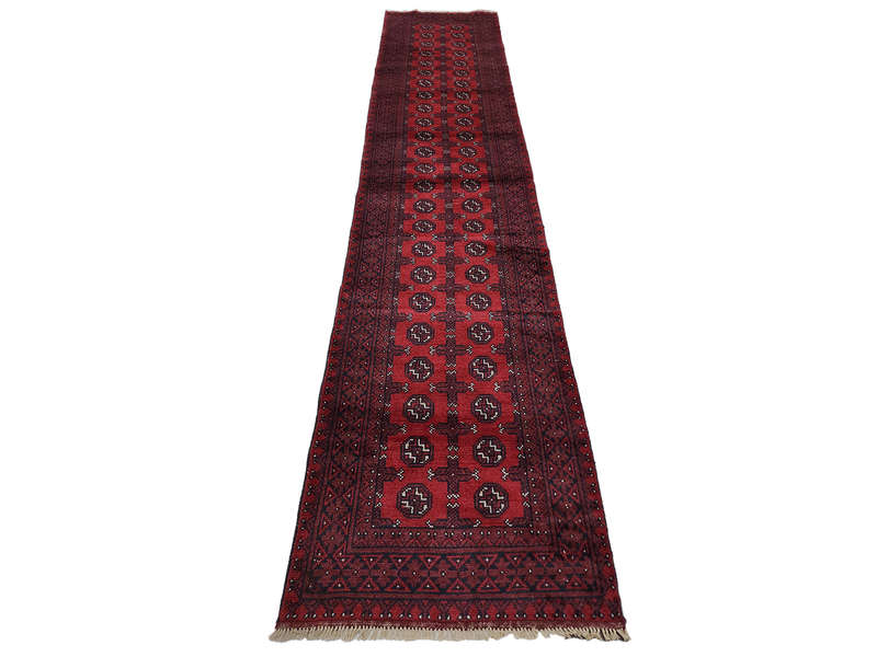 Fin Quality Red Afghan Passage Runner 384 x 81 CM