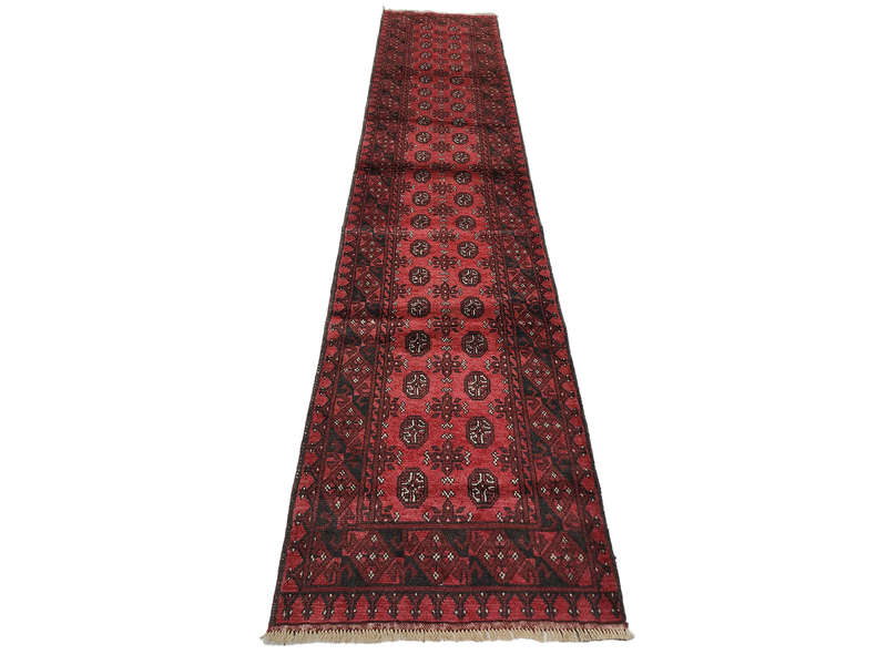 Fin Quality Red Afghan Runner 378 x 80 CM