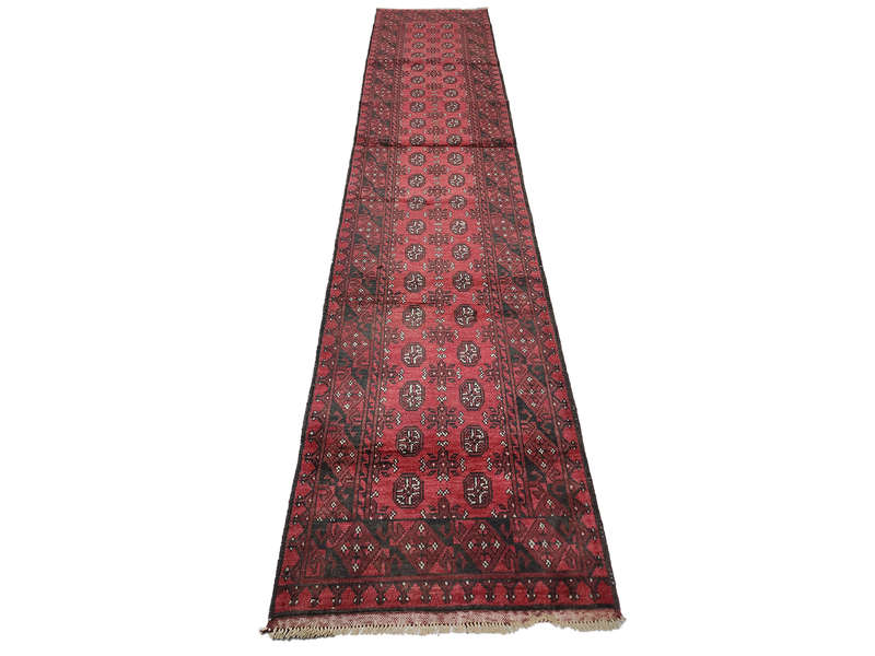 Fin Quality Red Afghan Runner 378 x 80 CM