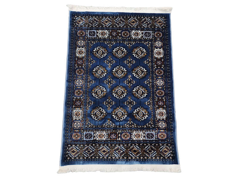 Blue Bukhara Design Machine Made Carpet 110 x 80 CM
