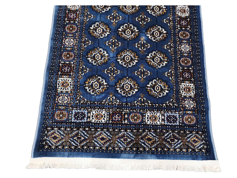 Blue Bukhara Design Machine Made Carpet 110 x 80 CM