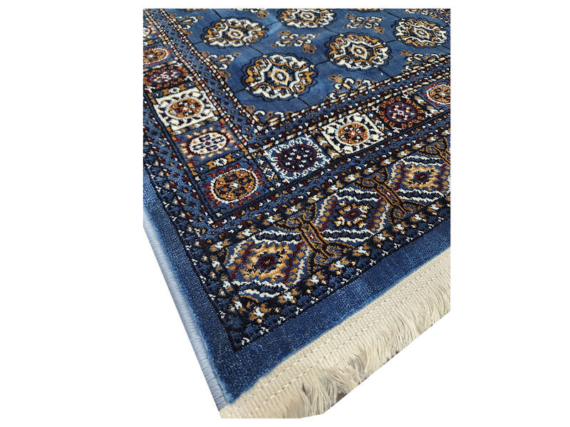 Blue Bukhara Design Machine Made Carpet 110 x 80 CM