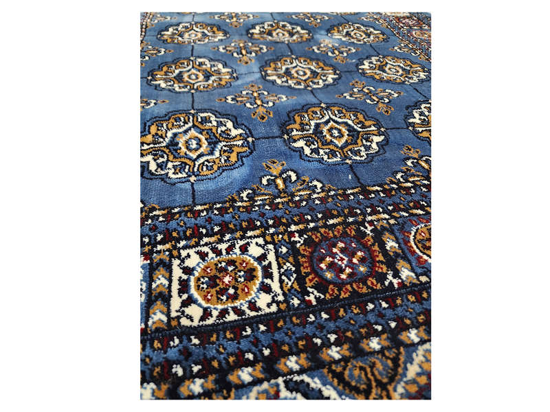 Blue Bukhara Design Machine Made Carpet 110 x 80 CM