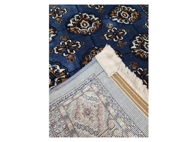 Blue Bukhara Design Machine Made Carpet 110 x 80 CM