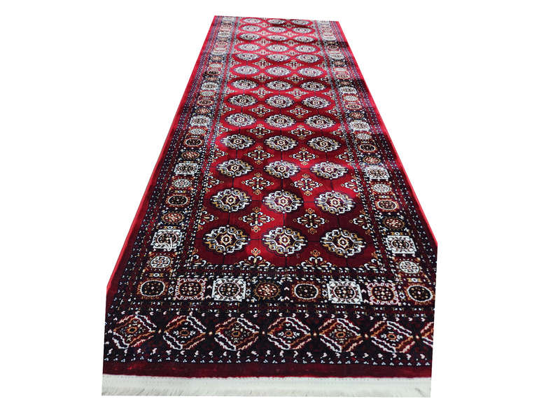 Red Bukhara Carpet Runner 300 x 80 cm