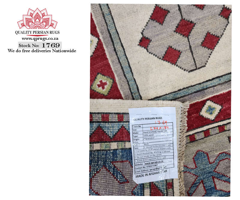 Fine quality Afghan Handmade Kazaq Carpet 274 x 184 cm