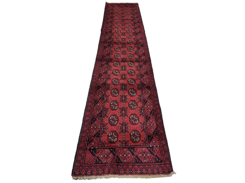 Stunning Red Afghan Handmade Runner 356 x 77 CM