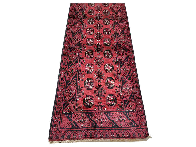 Stunning Red Afghan Handmade Runner 356 x 77 CM