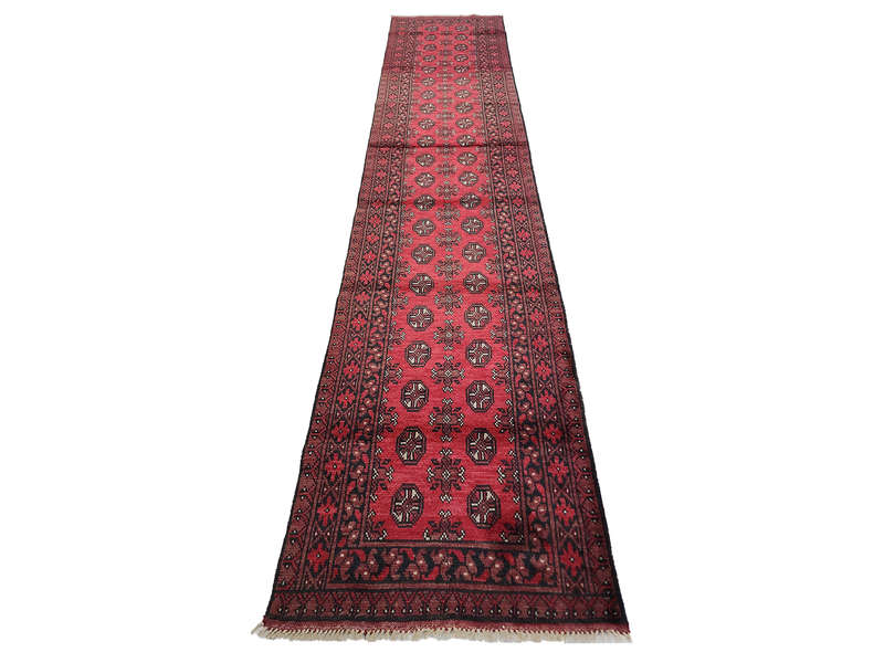 Stunning Red Afghan Handmade Runner 385 x 79 CM