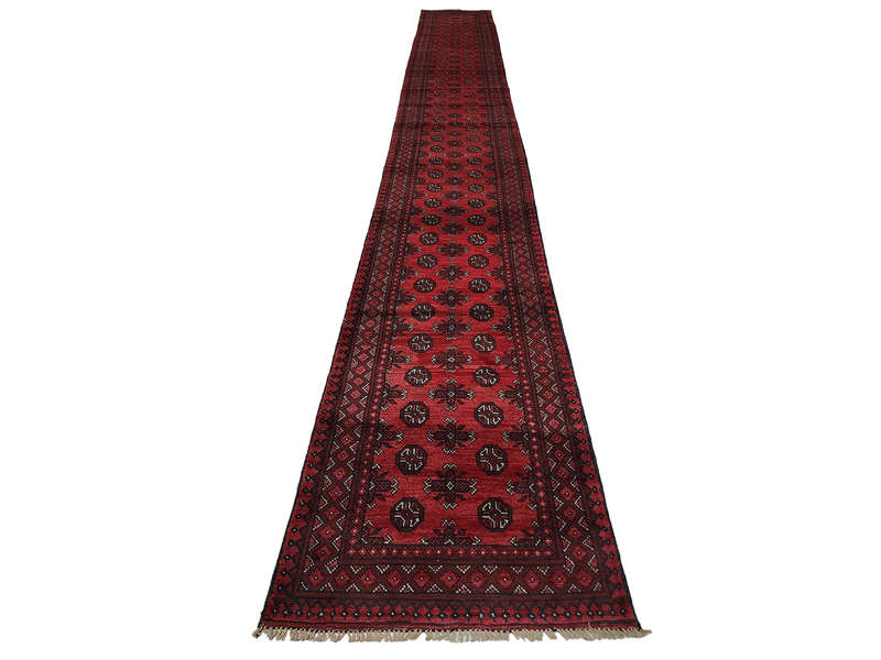 Incredible Red Afghan Handmade Runner 769 x 81 CM