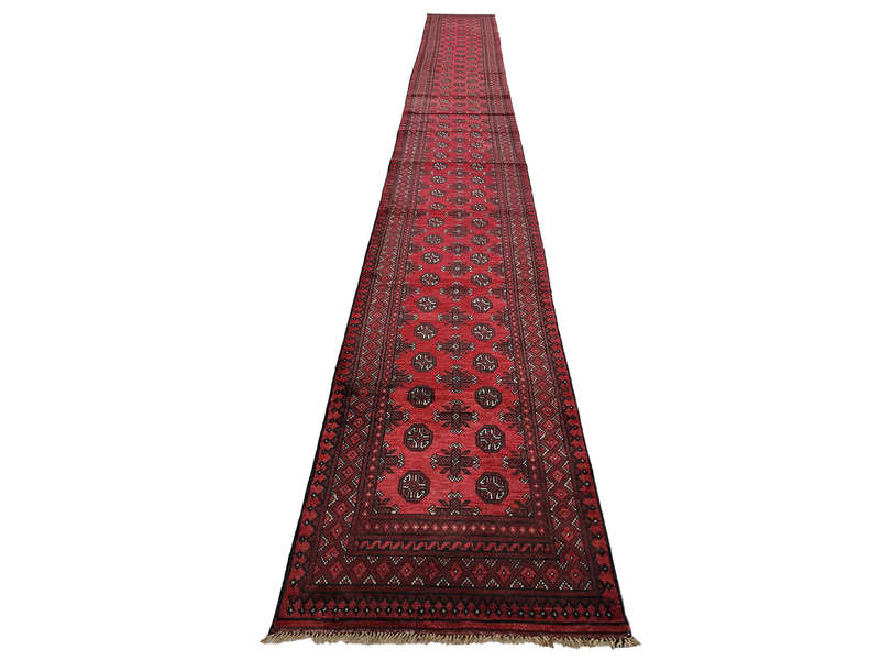 Incredible Red Afghan Handmade Runner 769 x 81 CM