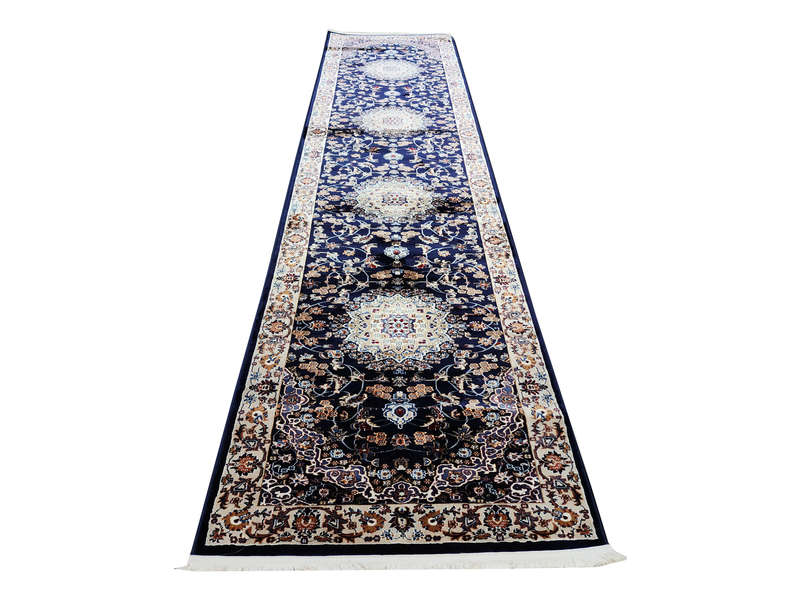 Gorgeous Navy Kashan passage Carpet 400 X 80 cm