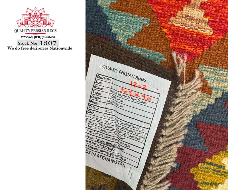 Fine Afghan Handmade kilim Runner 302 x 90 CM