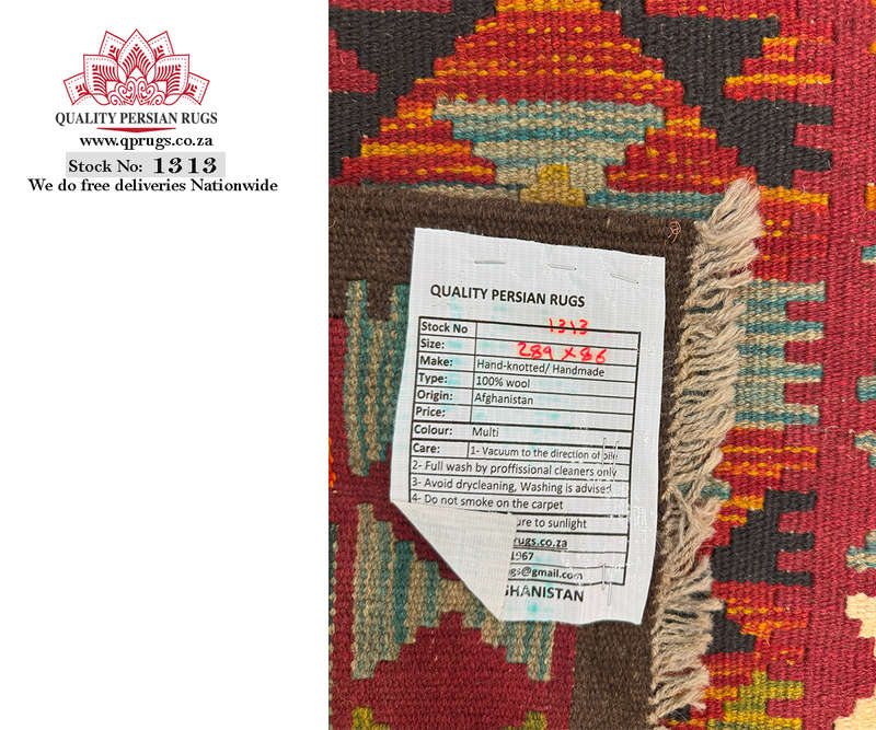 Beautiful Afghan Handmade kilim Runner 289 x 86 CM