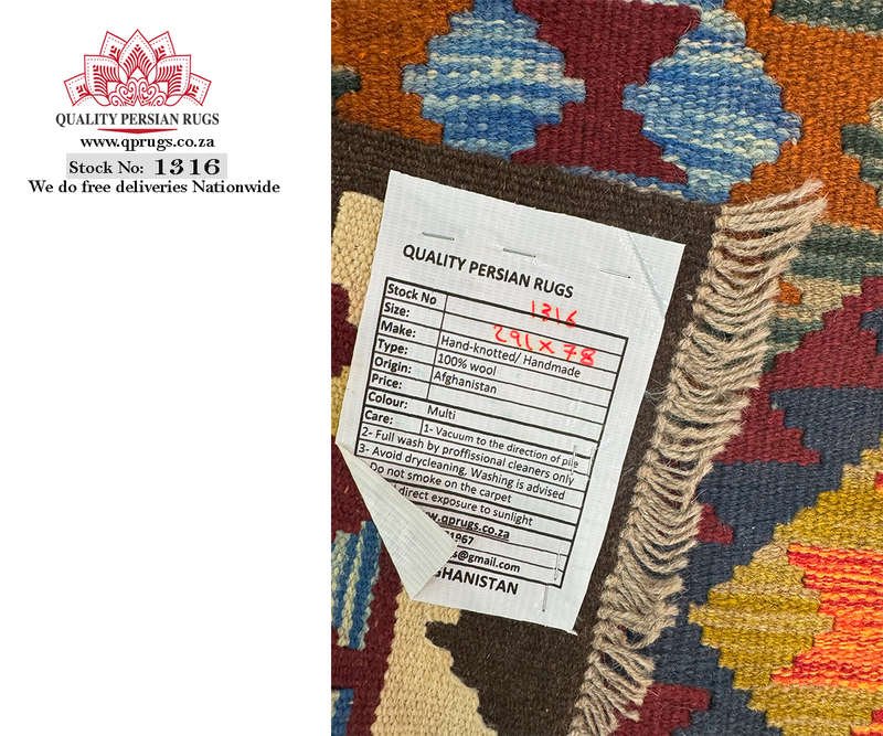 Beautiful Afghan Maimana kilim Runne 291 x 78 CM