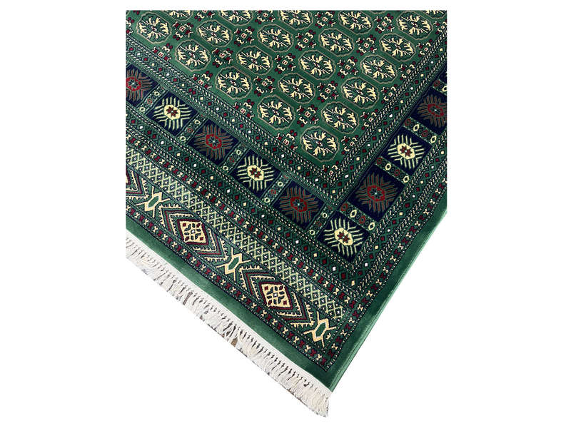 Green Bukhara Design Machine Made Carpet 290 x 200 cm