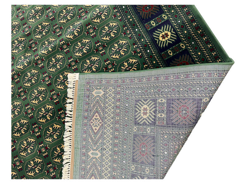 Green Bukhara Design Machine Made Carpet 290 x 200 cm