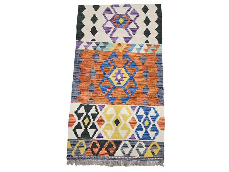 Unique Pattern Afghan Choubi Kilim Runner 197 x 72 CM