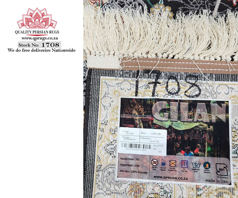 Stunning Persian Black and Grey Carpet 180 x 120 CM