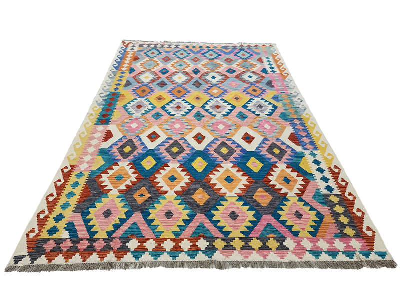 Gorgeous Pink Color Afghan Choubi kilim 293 X 202 CM