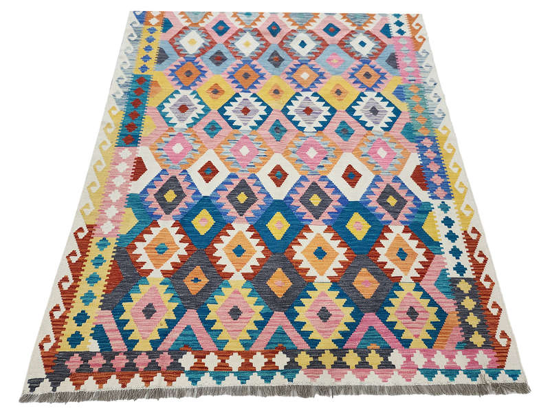 Gorgeous Pink Color Afghan Choubi kilim 293 X 202 CM