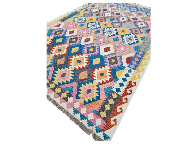 Gorgeous Pink Color Afghan Choubi kilim 293 X 202 CM
