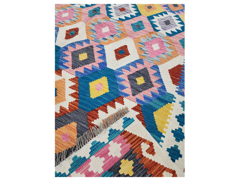 Gorgeous Pink Color Afghan Choubi kilim 293 X 202 CM