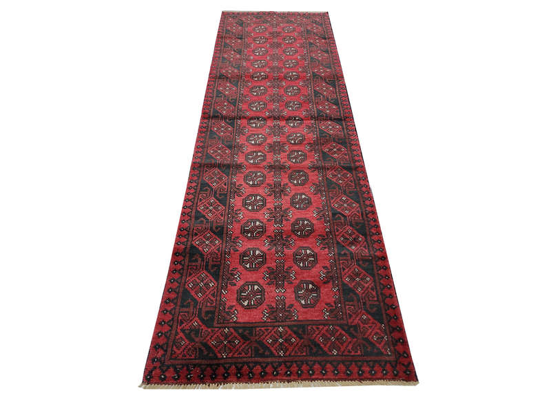 Good quality Red Afghan Runner 286 x 77cm